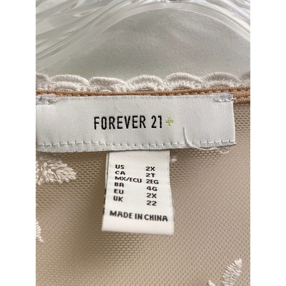 Forever 21 Plus Long Maxi Beige Mesh Embroidered Kimono Boho 2X Festival Sheer - Picture 3 of 9
